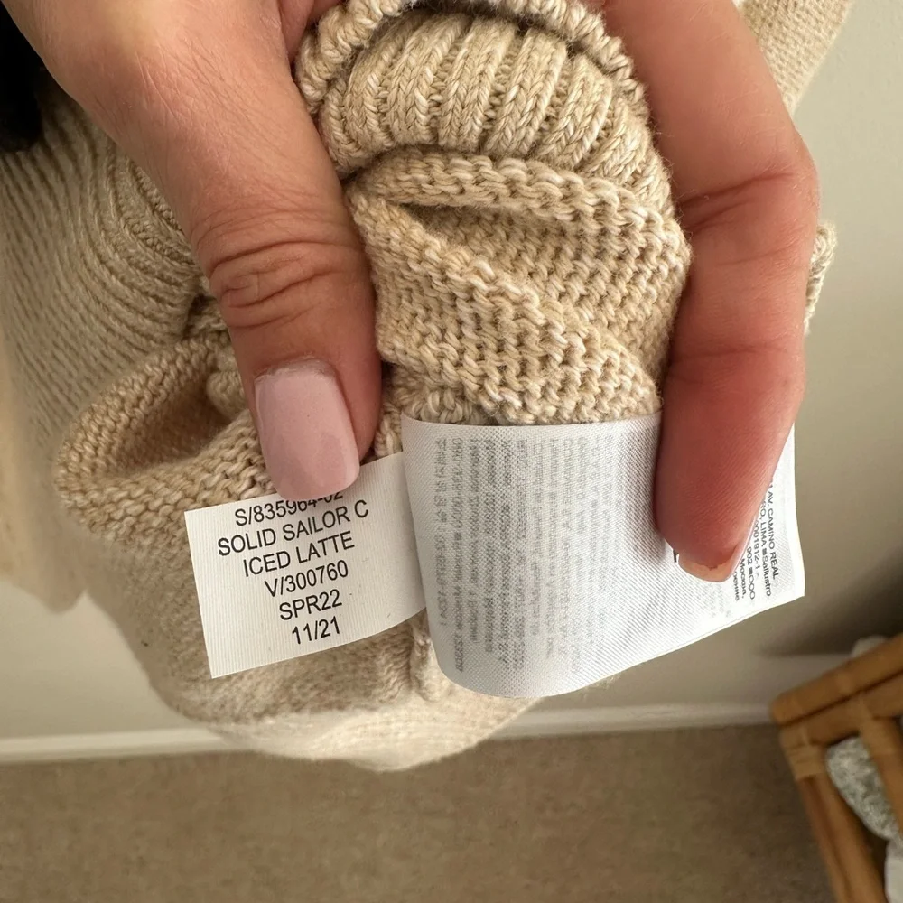 Banana Republic solid sailor collared sweater organic cotton iced latte color M‎